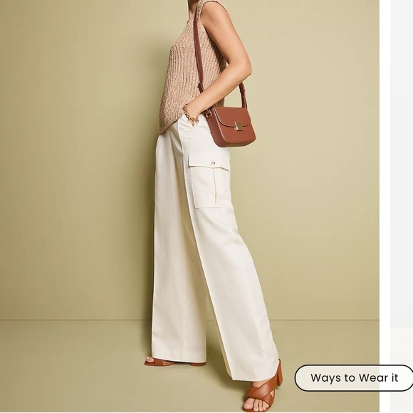 LOFT Women’s Drapey Cargo Pants NWT cream white Sz 4 - Picture 1 of 7